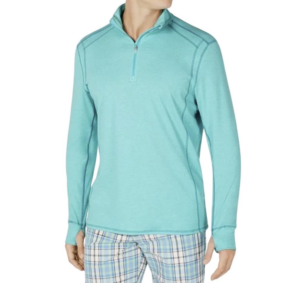 Tommy Bahama IslandActive 1/4 Zip Performance Pullover Turquoise Blue Men Medium